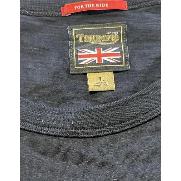 Triumph Motorcycles T-Shirt Mens L Black Racing H94 - Picture 2 of 2